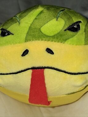 Green and Yellow Snake Plush Stuffed Animal - Cute Tongue Detail
